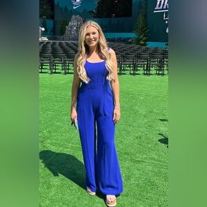 Amanda Uprichard Royal Blue Wide-Leg Jumpsuit – Event Ready, Flattering Fit